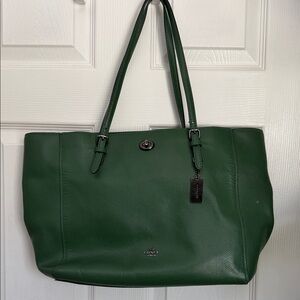 Coach Forest Green Leather Tote